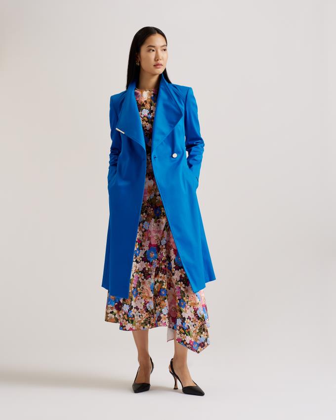 Manteau Ted Baker Midi Length Wrap Trench Bleu Femme | WJB-61501233